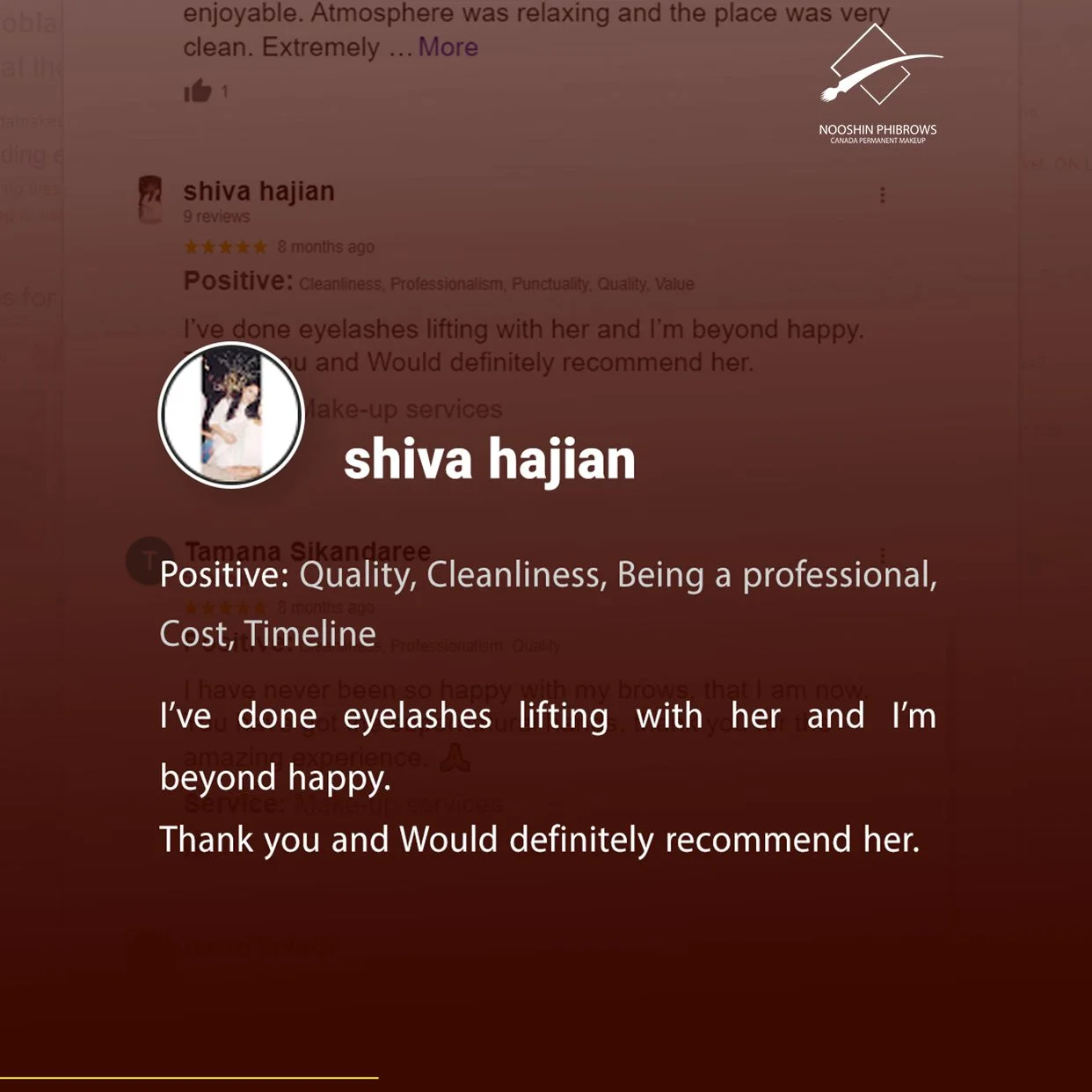 Customer Satisfaction Shiva Hajian | Canada Makeup | 021 6 | Canada Makeup | NOOSHIN JAVAHERIAN